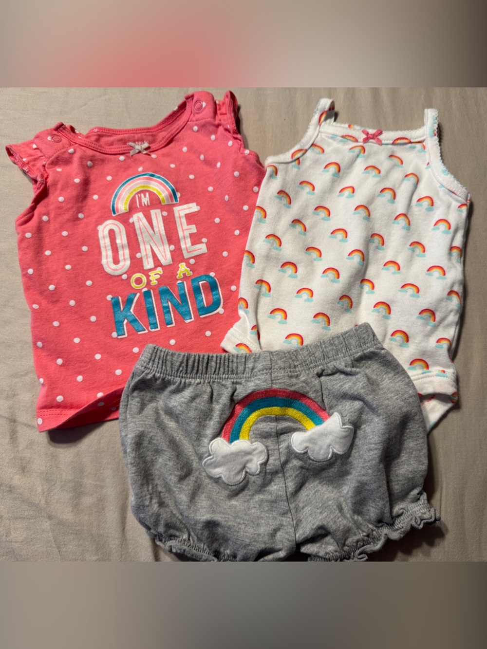 Carter's Rainbow 3-Piece Set - Pink, White & Gray